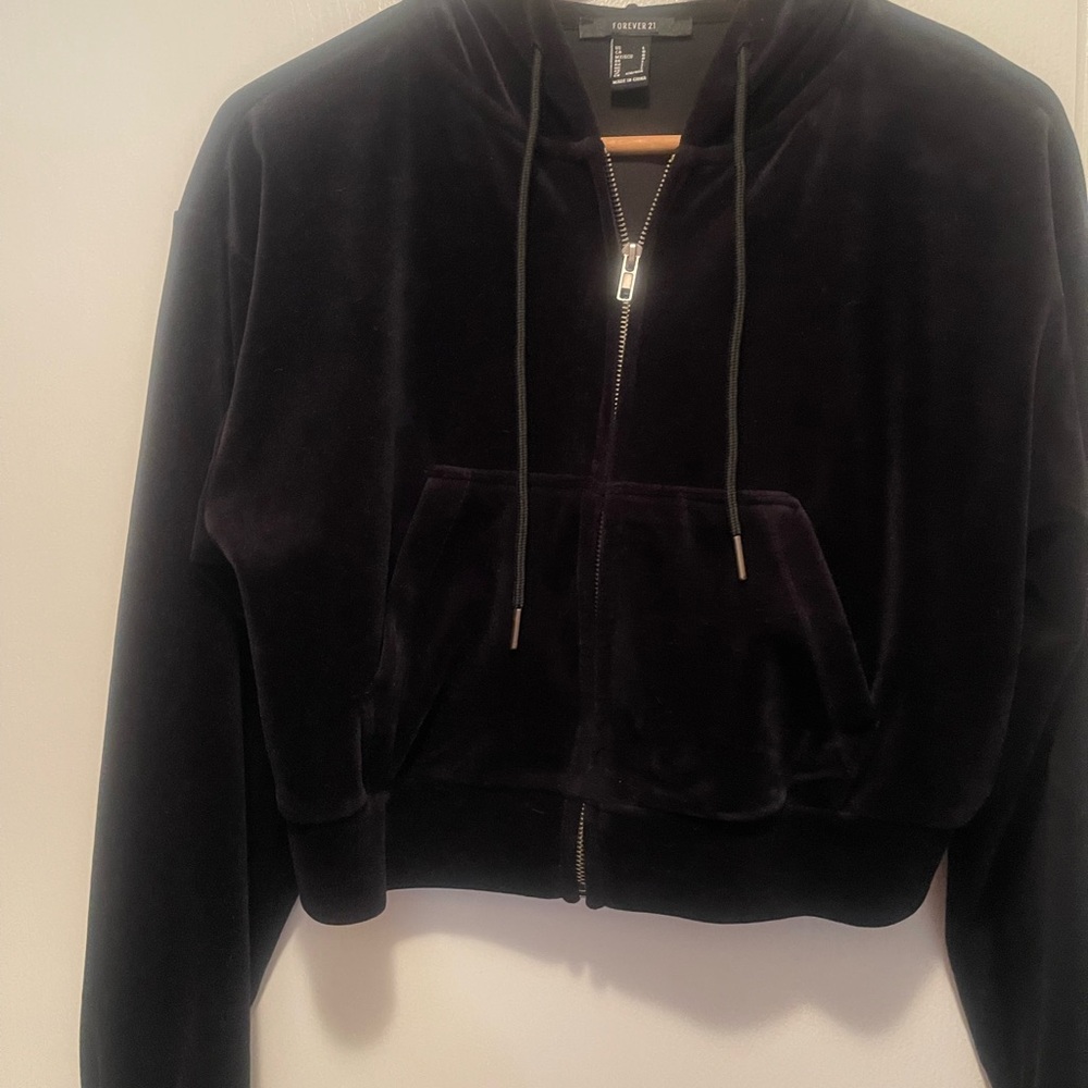 Forever 21 Black Velvet Bomber Jacket